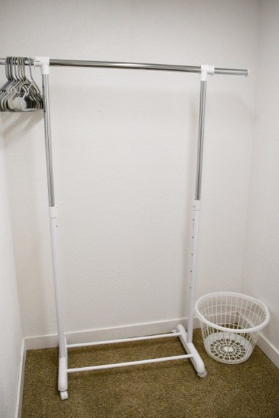 Bedroom closet and hanging storage