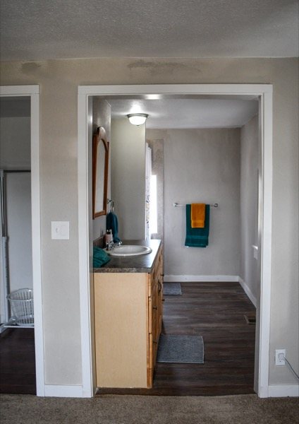 View from the bunk bedroom toward the bathroom